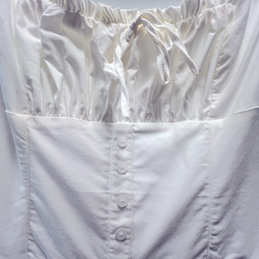 NWT White Ruched Chest Button Front Mini Dress- Size 1XL - Picture 3 of 5